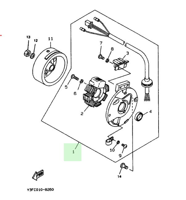 ENSEMBLE STATOR YQ50 AEROX YAMAHA 50 1995