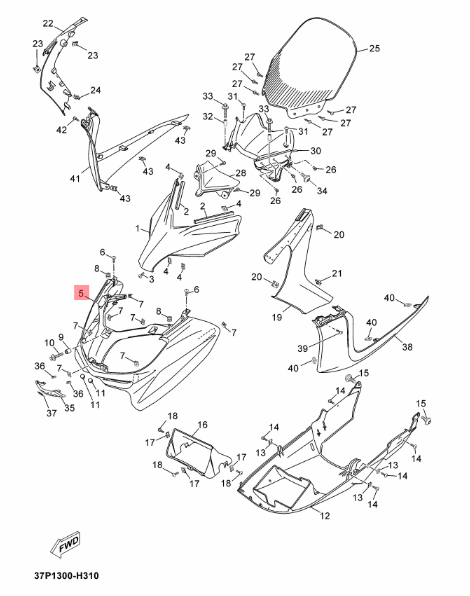 CARENAGE CORP SUPERIEUR AVANT RM5 YAMAHA YP125R/A 2011