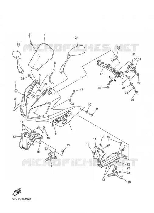 CORPS SUPERIEUR AVANT YAMAHA FZS 1000 2001-2004 NOIR