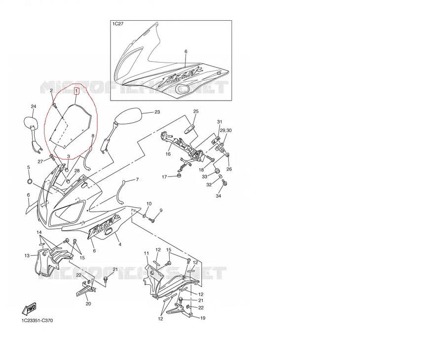 PARE BRISE YAMAHA POUR FZ1 2001-2005