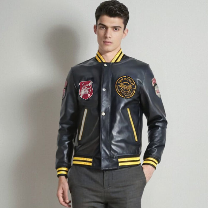 BLOUSON CUIR HELSTONS X VON DUTCH COLLEGIAN
