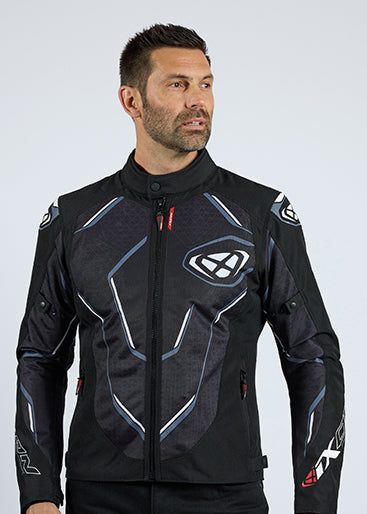 BLOUSON IXON DEMONIAK TEXTILE NOIR BLANC