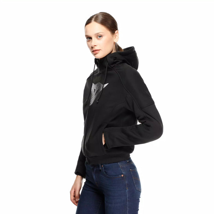 SWEAT A CAPUCHE ZIPPE MOTO DAINESE FEMME DAEMON-X SAFETY NOIR BLANC