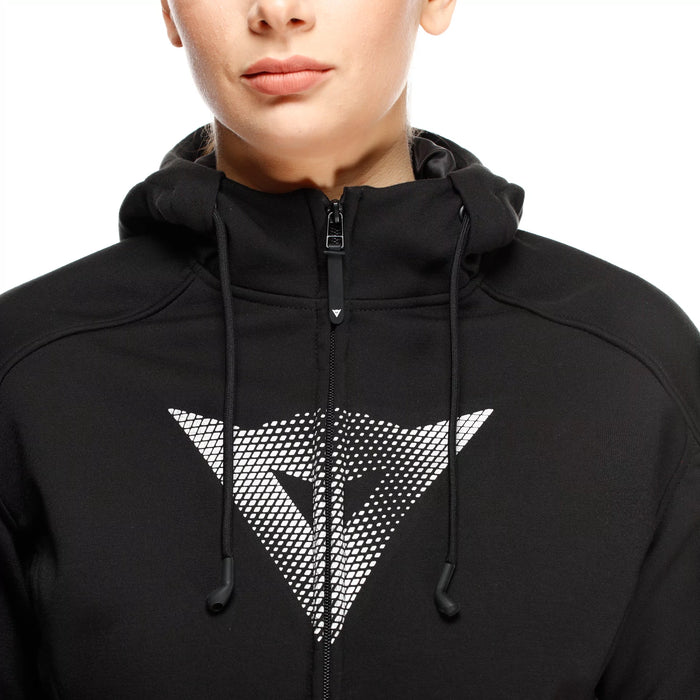 SWEAT A CAPUCHE ZIPPE MOTO DAINESE FEMME DAEMON-X SAFETY NOIR BLANC