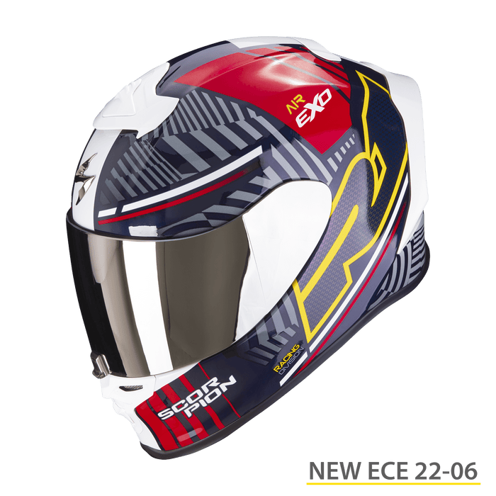 CASQUE SCORPION EXO R1 EVO VICTORY ROUGE BLEU JAUNE