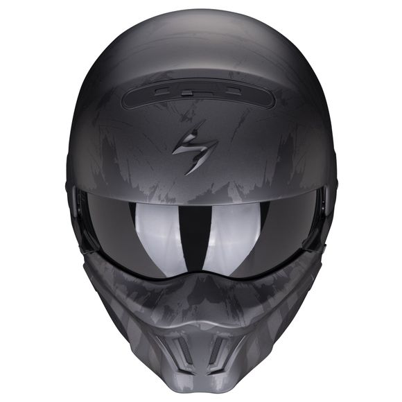 CASQUE SCORPION EXO COMBAT EVO MARAUDER NOIR MAT ARGENT FONCE