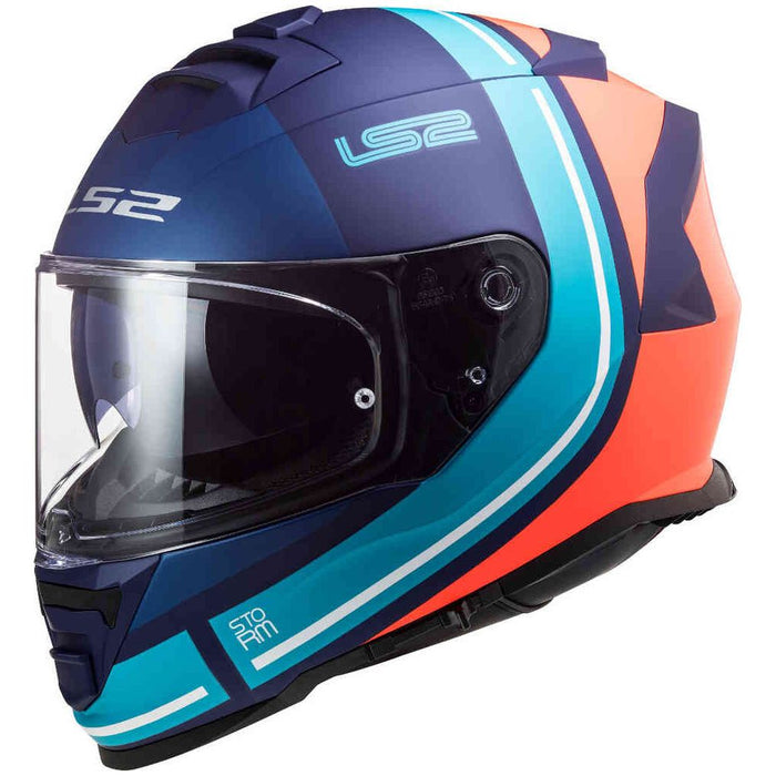 CASQUE LS2 FF800 STORM SLANT MAT BLUE ORANGE - motoland