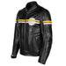 BLOUSON CUIR HELSTONS CHEVY BUFFALO NOIR JAUNE BEIGE - motoland