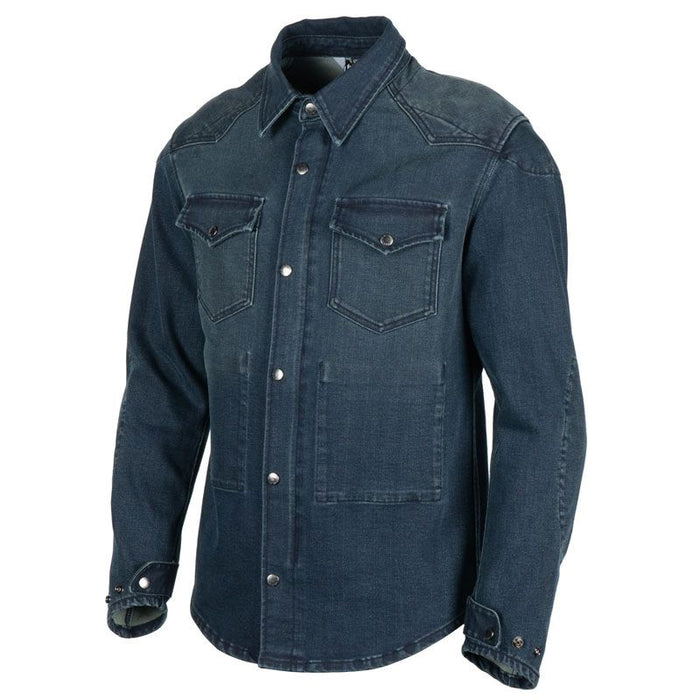 BLOUSON TOILE COTON HELSTONS VINCE BLEU DIRTY - motoland